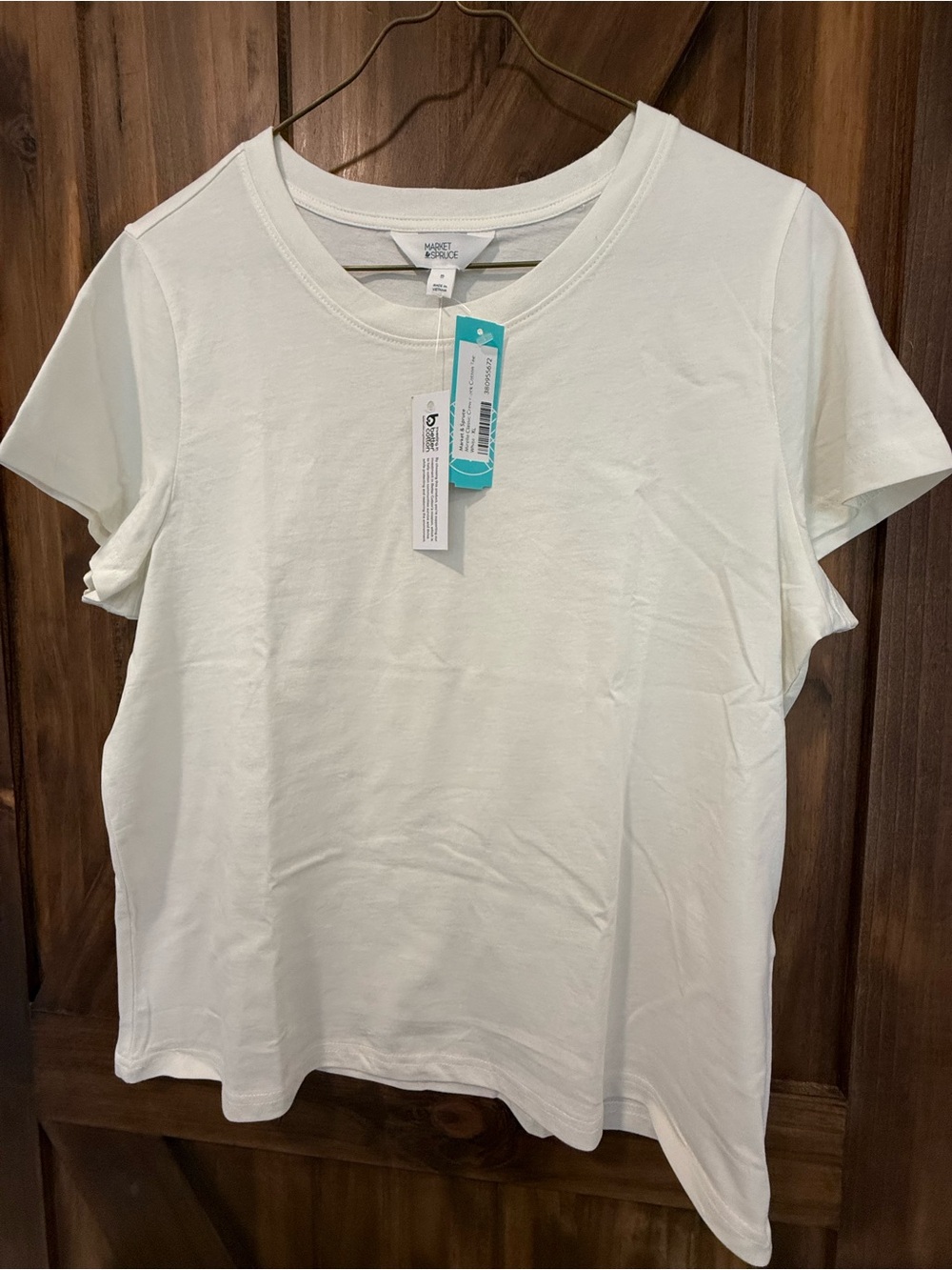 Market & Spruce White Short Sleeve Crewneck Tee - Picture 1 of 3